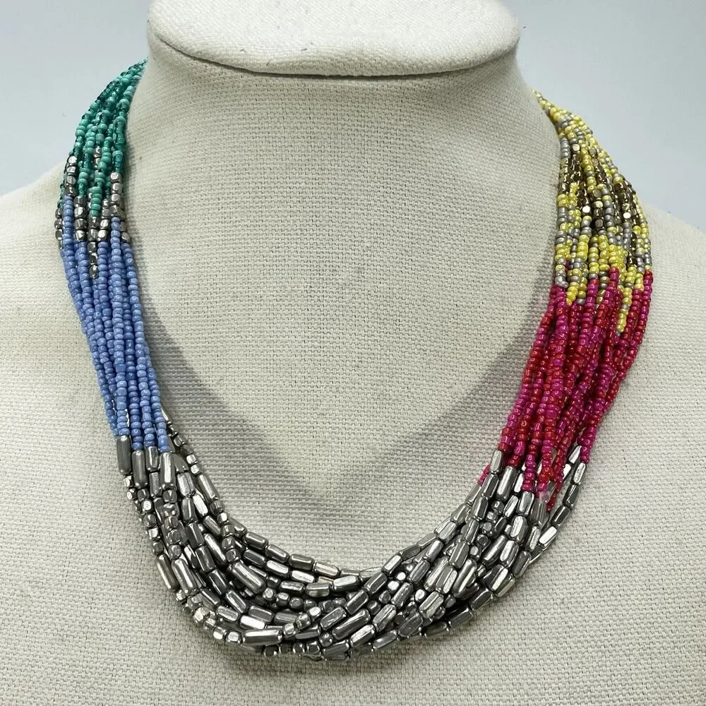 Stunning Kenneth Cole Statement Piece Necklace Colorful Beaded Bold Necklace